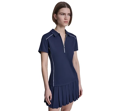 Dkny Sport Women's Court Pique Collared Neck Polo T-Shirt
