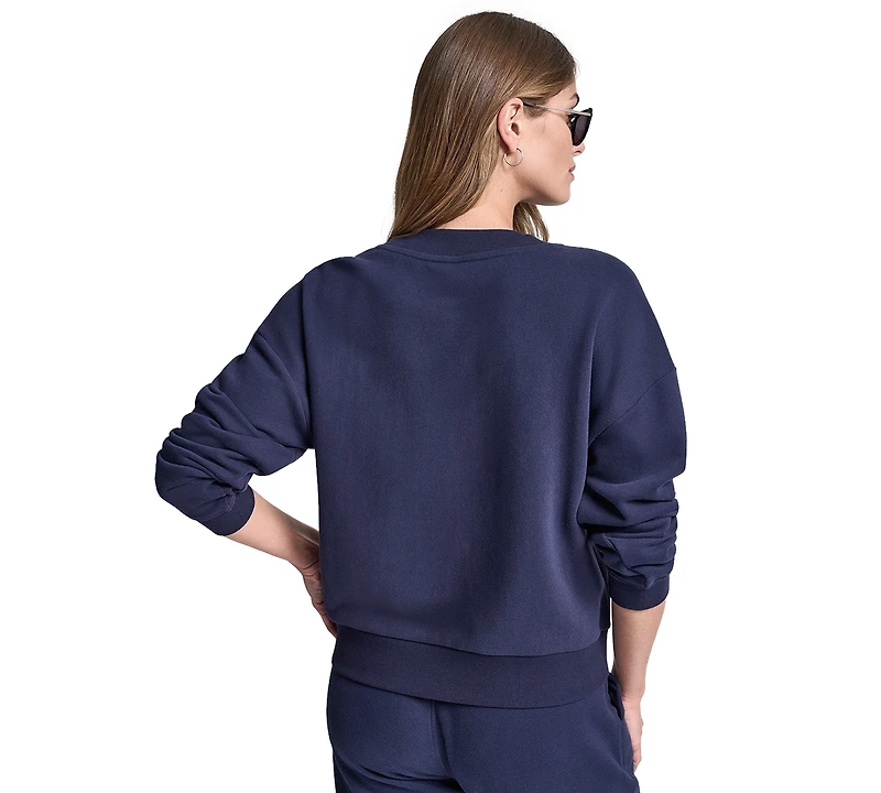 Dkny Sport Women's Metallic Bubble Logo V-Neck Sweatshirt