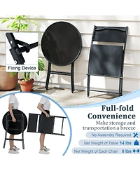 Sugift 3 Piece Folding Patio Bistro Set with Glass Table and Chairs