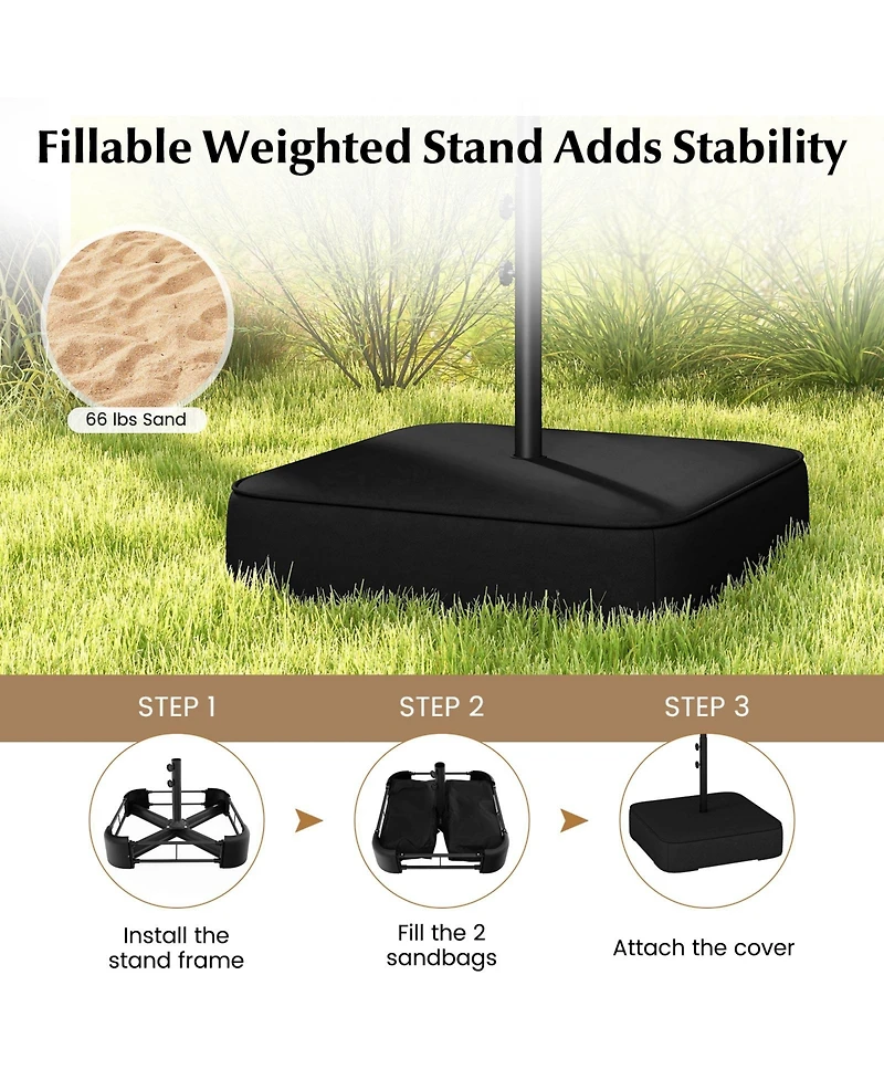 Sugift Double-Sided Patio Twin Table Umbrella with Crank Handle