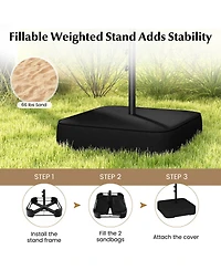 Sugift Double-Sided Patio Twin Table Umbrella with Crank Handle