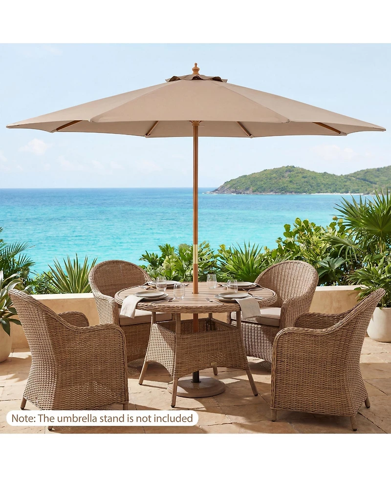 Sugift 9 Ft Patio Umbrella Outdoor Table Market Umbrella with 8 Sturdy Bamboo Ribs