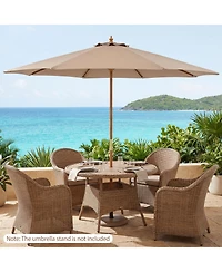 Sugift 9 Ft Patio Umbrella Outdoor Table Market Umbrella with 8 Sturdy Bamboo Ribs