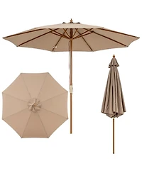 Sugift 9 Ft Patio Umbrella Outdoor Table Market Umbrella with 8 Sturdy Bamboo Ribs