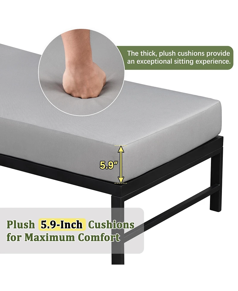 Rainsken All-Weather L-Shaped Outdoor Sofa, 3-Seater Patio Couch with Sturdy Iron Frame and Ultra-Thick Cushions for Balcony, Garden and Backyard