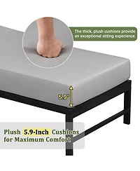 Rainsken All-Weather L-Shaped Outdoor Sofa, 3-Seater Patio Couch with Sturdy Iron Frame and Ultra-Thick Cushions for Balcony, Garden and Backyard