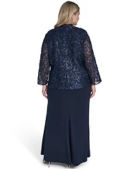 Jessica Howard Plus Scoop Neck Gown & Jacket, 2-Piece Set