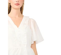 Vince Camuto Women's Flutter-Sleeve V-Neck Top