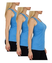 Galaxy By Harvic Women's Loose Fit Ribbed Tank Top-3 Pack