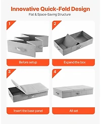 Gouun Foldable Under-Bed Storage Containers with Lids, 48L, 31.7 x 15.9 x 6.1 in, 2 Pack