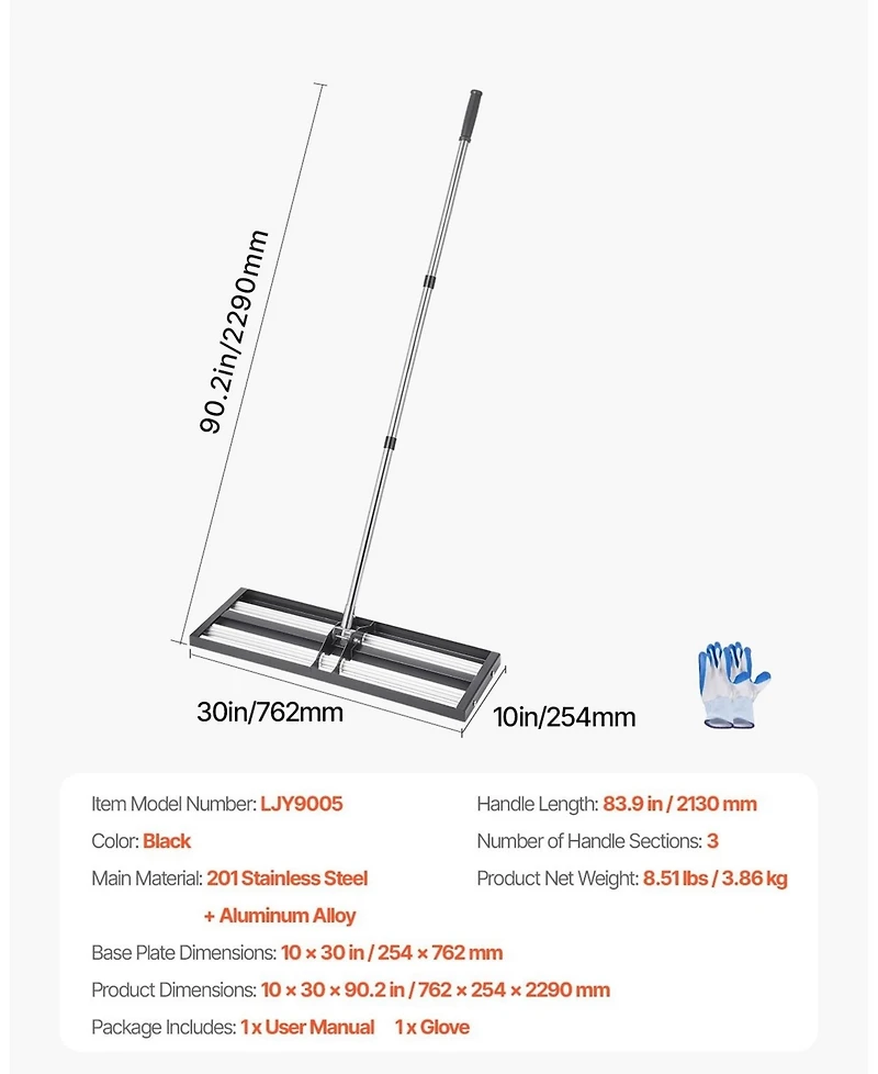 Sugift Updated Lawn Leveling Rake, Stainless Steel for Yard and Golf Course