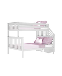 Max & Lily Solid Wood Twin over Full with Staircase for Kids