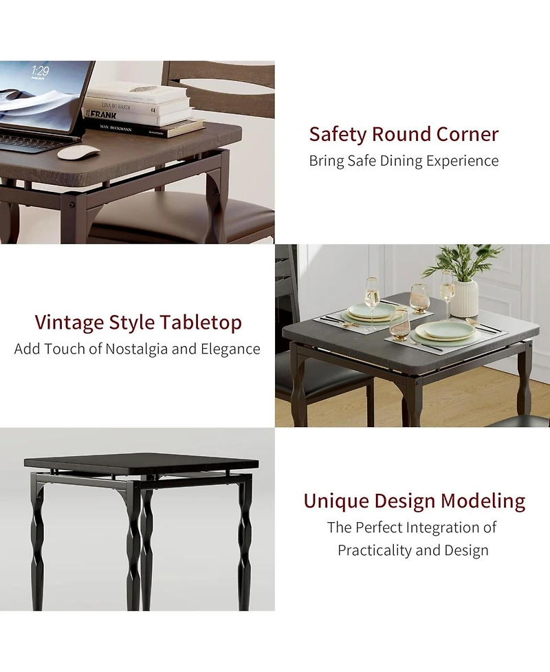gaomon 3 Piece Dining Table Set, Farmhouse Style and Chairs Set for 2, Room Kitchen Apartment