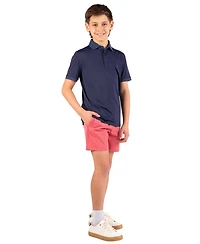 Tailorbyrd Boys Micro Perforated Polo With Printed Collar And Sleeve Trim
