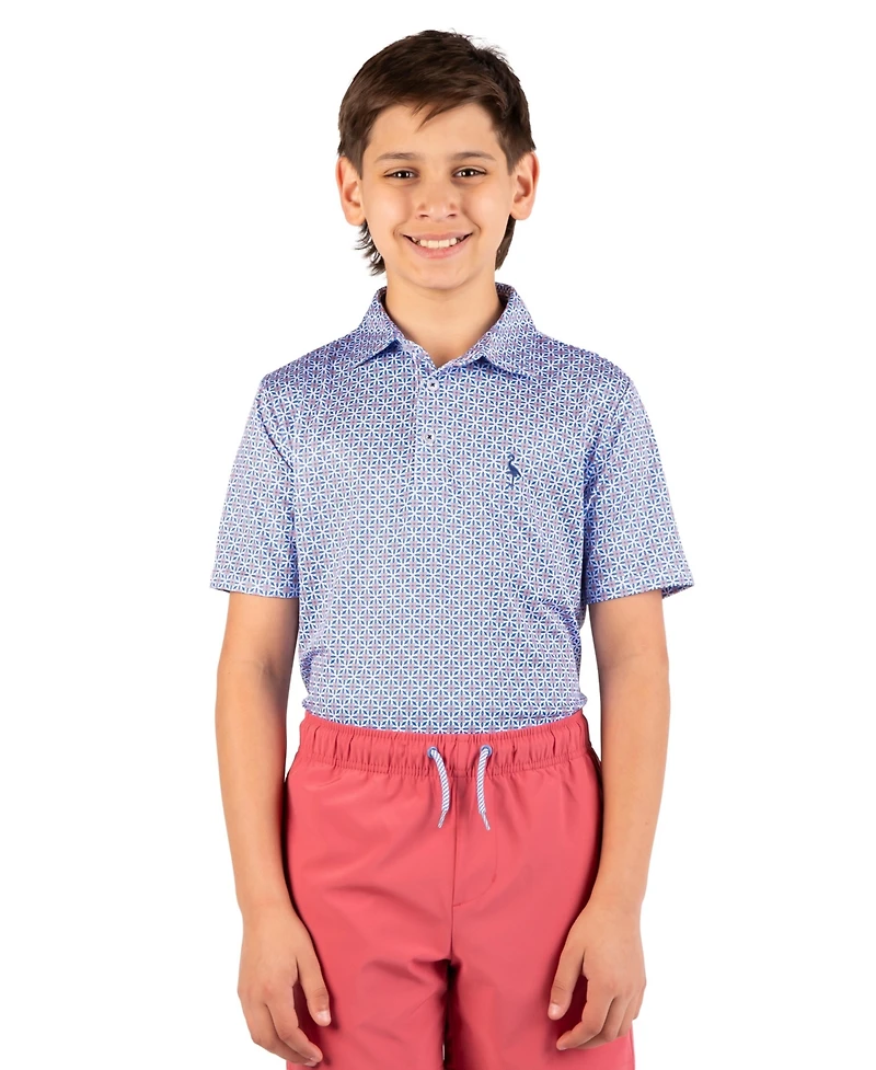 TailorByrd Boys Geo Floral Printed Performance Polo