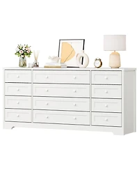 gaomon 12 Drawer Dresser, 63" Wide Wood Chest of Drawers Storage Cabinet.