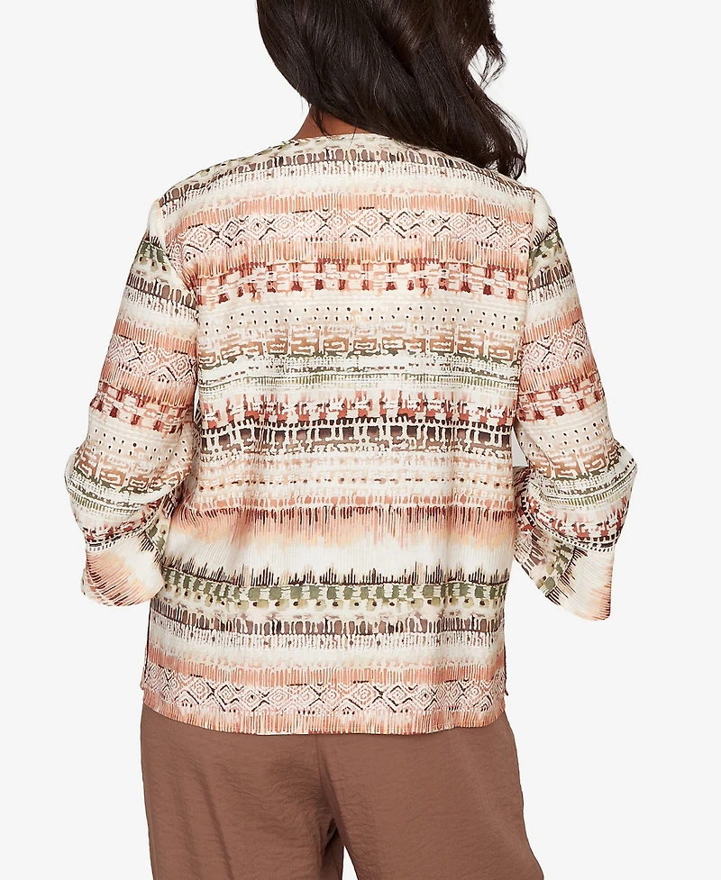 Alfred Dunner Petite Spice Market Biadere Stripe Center Seam V-Neck Top