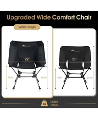 Piscifun Portable Camping Chair Plus, Larger & Roomier, Compact and Lightweight Still, Folding for Backpacking Hiking, 330Lbs Capacity
