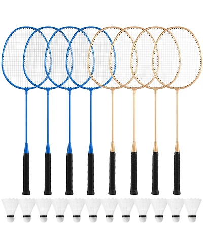 Aronkl 8 Packs Badminton Rackets Set 12 Shuttlecocks Adult Backyard Gym Beach Outdoor