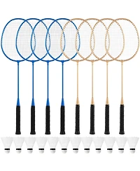 Aronkl 8 Packs Badminton Rackets Set 12 Shuttlecocks Adult Backyard Gym Beach Outdoor