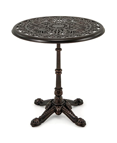 Slickblue 27Inch Round Cast Aluminum Patio Bistro Table with Hollow Top-Copper