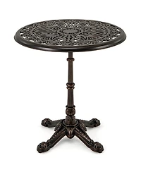 Slickblue 27Inch Round Cast Aluminum Patio Bistro Table with Hollow Top-Copper