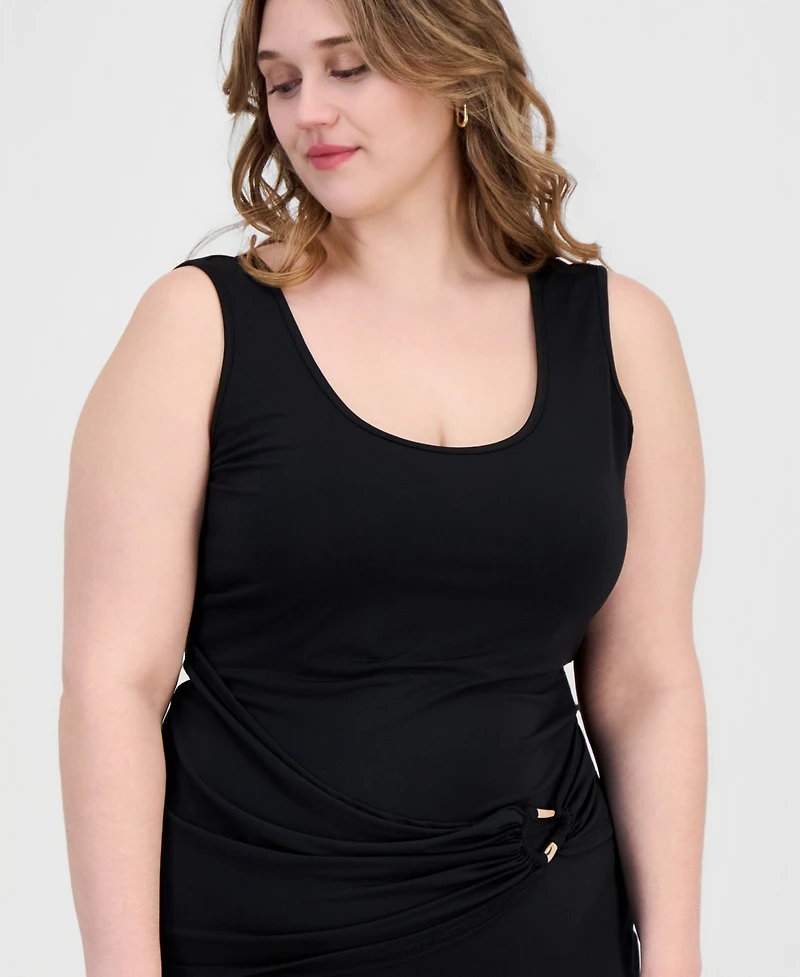Full Circle Trends Trendy Plus Sash-Belt Bodycon Dress