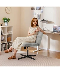 Gouun Wide Seat Cross Legged Armless Swivel Chair with Adjustable Height