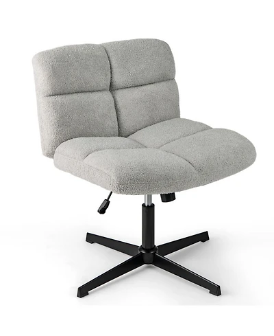 Gouun Wide Seat Cross Legged Armless Swivel Chair with Adjustable Height