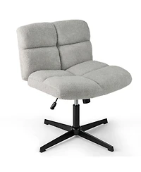 Gouun Wide Seat Cross Legged Armless Swivel Chair with Adjustable Height
