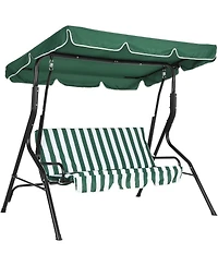 gaomon 3-Seat Outdoor Porch Swing Chair with Adjustable Canopy and Thickened Cushions, Glider Bench Non-Slip Feet Strong Spring
