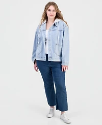 Madden Girl Trendy Plus Hooded Denim Jacket