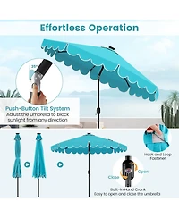 Sugift 9.3 Feet Solar Patio Umbrella with 24 Led Lights Vented Top and Ruffles