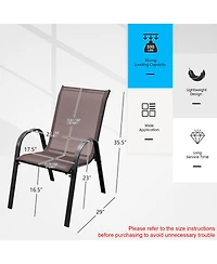 Gouun Stackable Outdoor Dining Chairs Set of 2 with Inclined Backrest