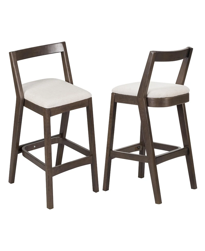 Rainsken Set of 2 Rubberwood Frame Cushion Counter Height Barstools