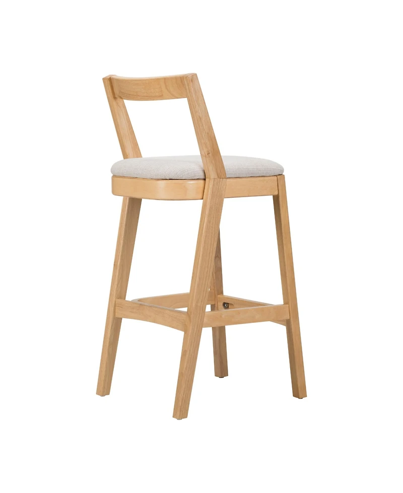 Rainsken Sturdy Rubberwood Structure with Soft Fabric Kitchen Bar Stools Set of 2