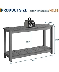 gaomon 48 Inch 2-Shelf Console Table, Indoor Outdoor 2-Tier Patio Buffet Table with Adjustable Foot Pad, Wooden Bar Storage Organizer.