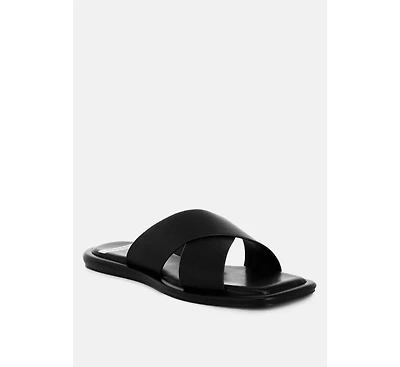 Rag and Co Women's Shosa Genuine Leather Criss-Cross Flats