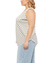 Coin 1804 Plus Polka Dot Bubble Crinkley Double Tank Top