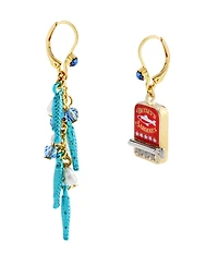 Betsey Johnson Faux Stone Girl Dinner Sardines Drop Earrings