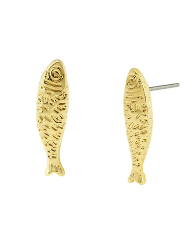 Betsey Johnson Gold Girl Dinner Sardine Stud Earrings