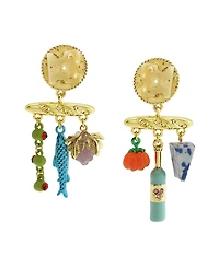 Betsey Johnson Faux Stone Girl Dinner Charcuterie Drop Earrings