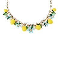 Betsey Johnson Faux Stone Girl Dinner Shaky Lemon Charm Bib Necklace