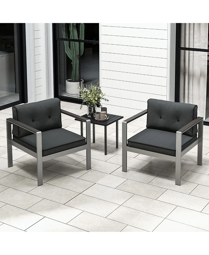 Gymax 2 Pieces Patio Aluminum Armchair Contemporary Sofa Chair w/ Wpc Armrests
