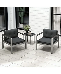 Gymax 2 Pieces Patio Aluminum Armchair Contemporary Sofa Chair w/ Wpc Armrests