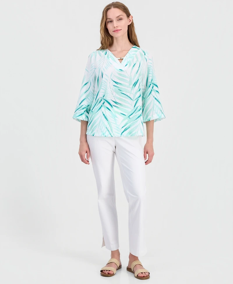Jm Collection Women's Printed 3/4-Sleeve V-neck Top, Macy's Exclusive