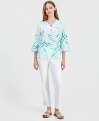 Jm Collection Women's Printed 3/4-Sleeve V-neck Top, Macy's Exclusive