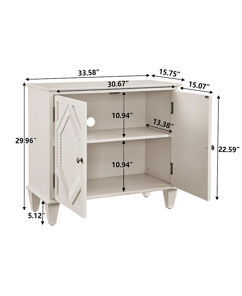 Clihome 33.6" Retro Wooden Sideboard Buffet Cabinet with Storage, Accent Display Cabinets, Media Console Credenza