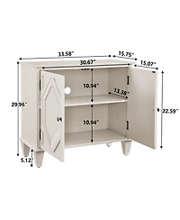 Clihome 33.6" Retro Wooden Sideboard Buffet Cabinet with Storage, Accent Display Cabinets, Media Console Credenza
