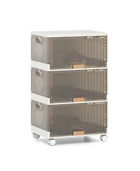 Gouun 3-Cube Collapsible Stackable Storage Bins with Detachable Wheels